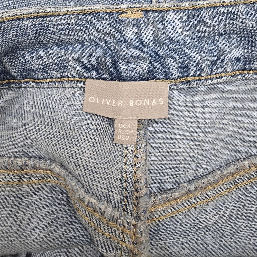 Oliver Bonas Blue Denim Relaxed Barrel Jeans Size 2 - Picture 9 of 9